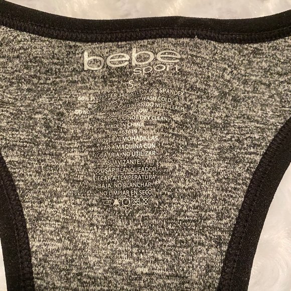 bebe Sport Heather Gray & Black Logo Sports Bra - Small - Picture 2 of 8
